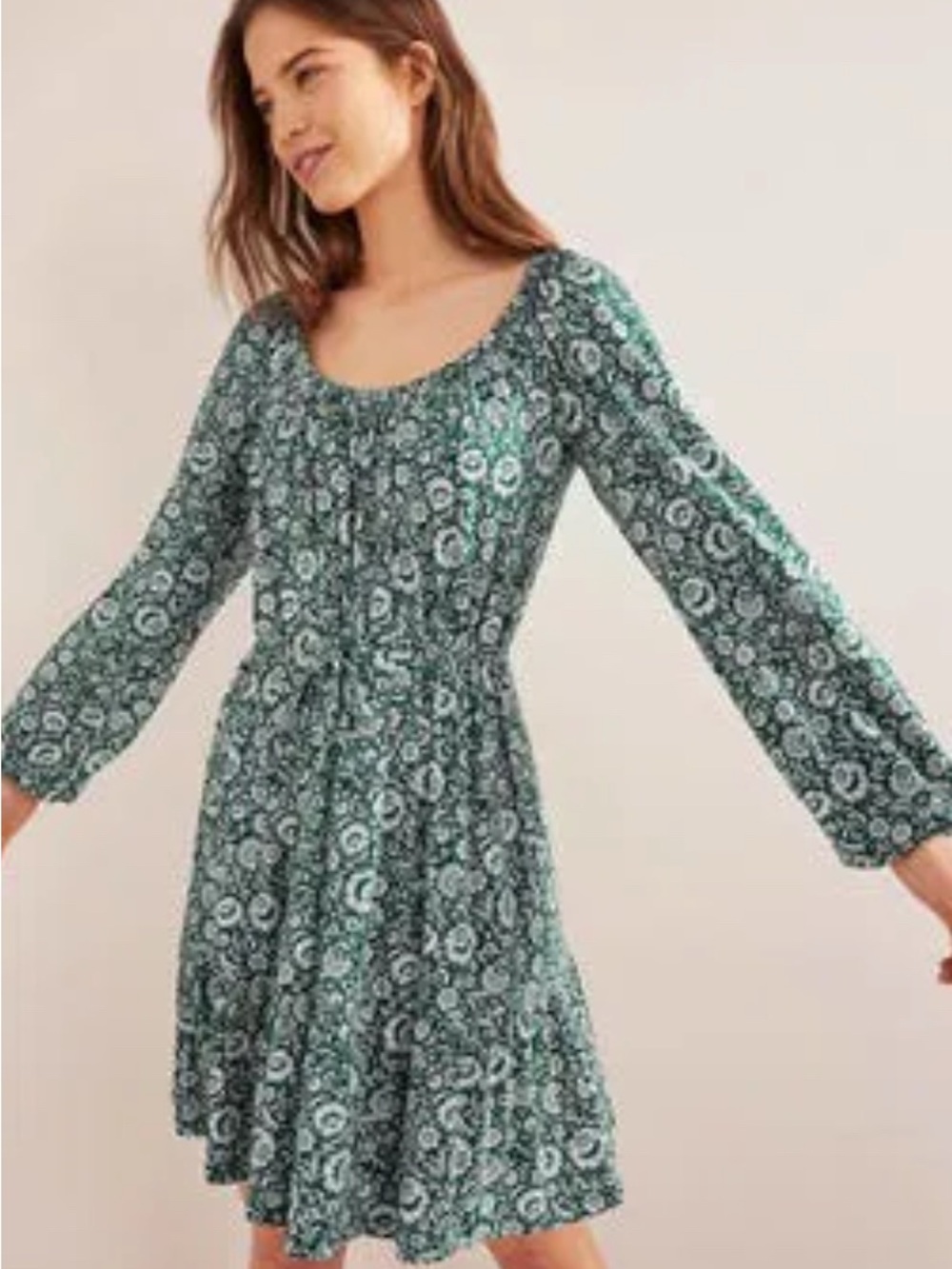 Boden Scoop Tiered Mini Dress 8